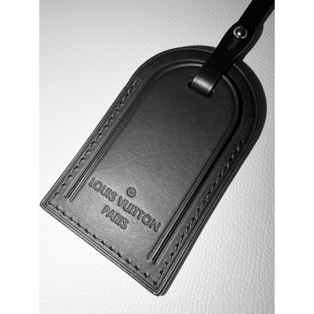 Louis Vuitton Paris Dark Brown Black Leather Tag w/ Silver Metal Large - Picture 3 of 12
